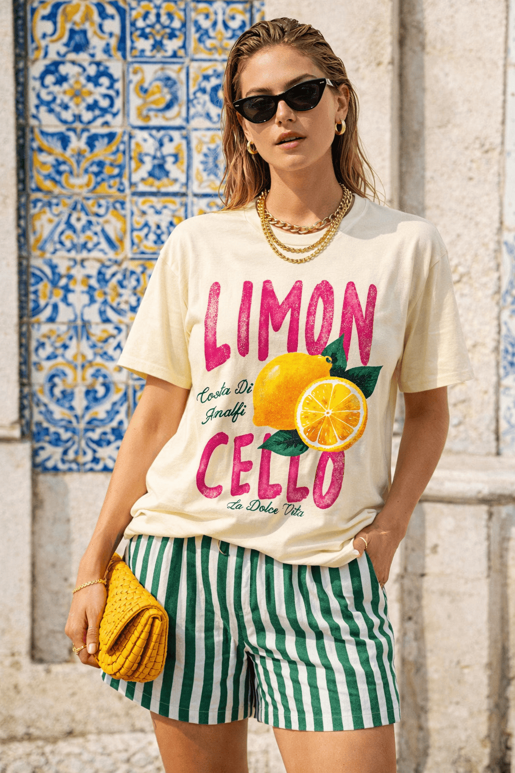 Limoncello Amalfi Yellow and Pink T-Shirt