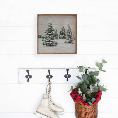 Pines In Snow By Annette Beraud-Battaglia Art Print