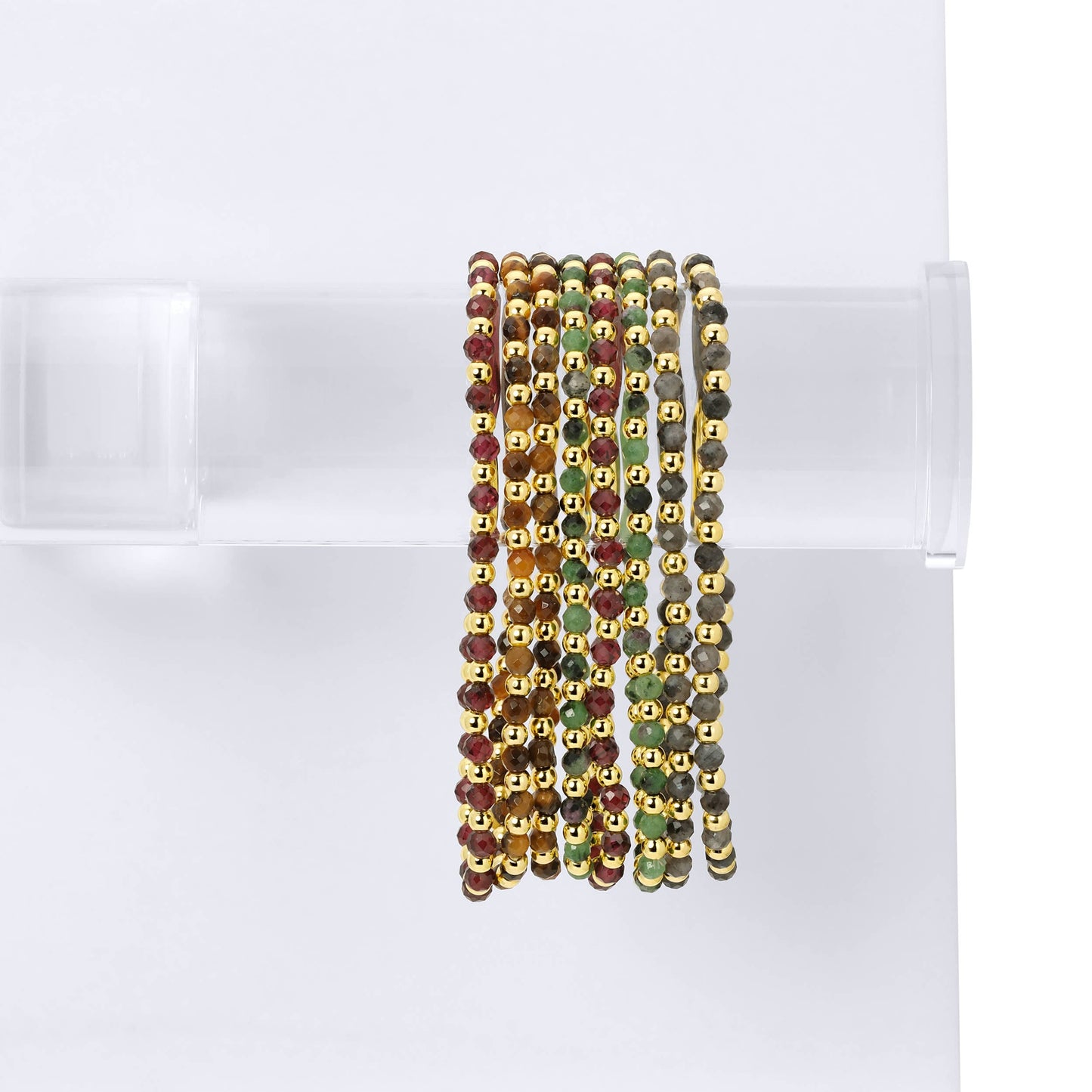 3mm Asst Beaded Bracelets Alternating Stones