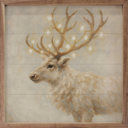 Holiday White Reindeer Art Print