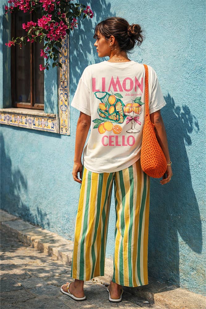 Limoncello Front and Back Print Cream T-Shirt