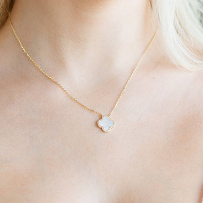 Good Fortune, Shell Pavé Quatrefoil Necklace