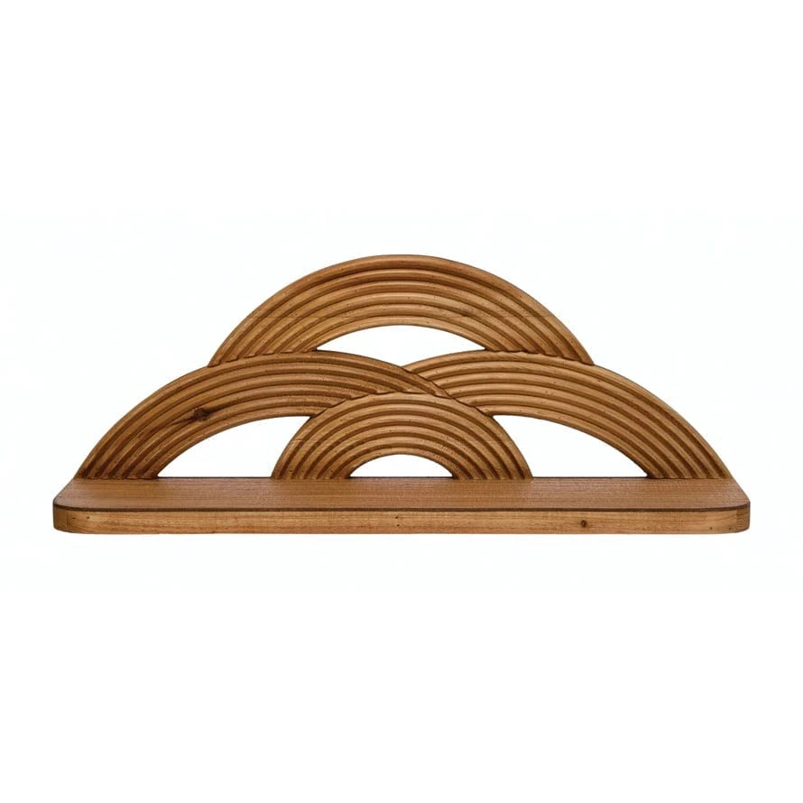 MDF and Wood Wall Shelf with Arches, Natural