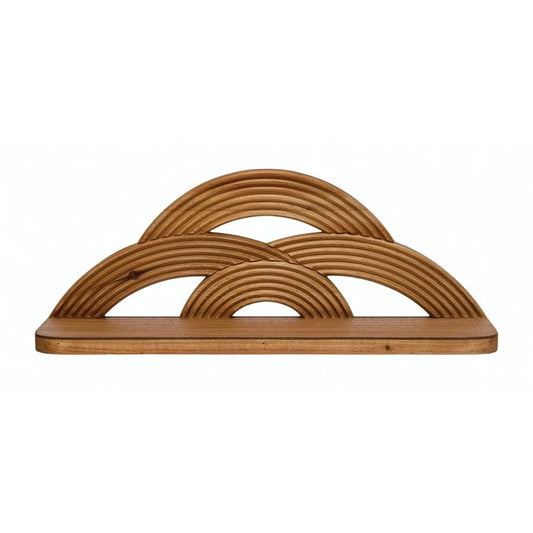 MDF and Wood Wall Shelf with Arches, Natural