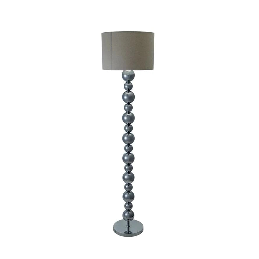Metal Stacked Ball Floor Lamp with Linen Shade & Inline Switch