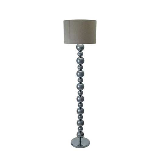Metal Stacked Ball Floor Lamp with Linen Shade & Inline Switch
