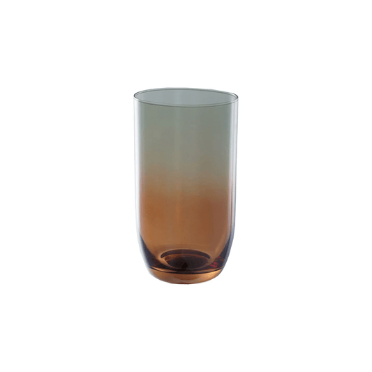 16 oz. Drinking Glass, Iridescent Finish, Amber Color & Green Ombre