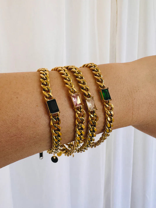 Sutton Cuban Chain and Gemstone Bracelet