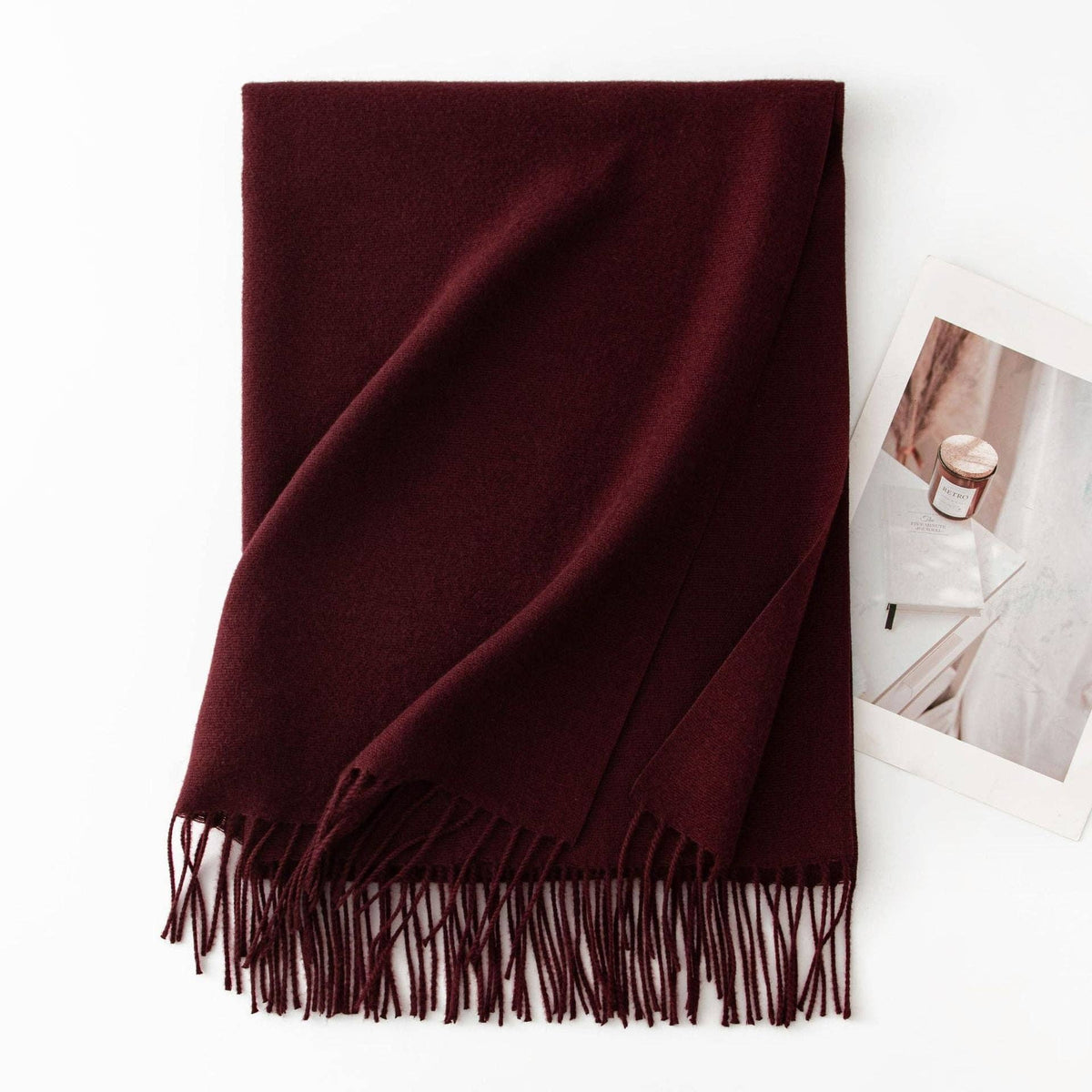 Minimalist Solid Color Tassel Scarf 6W6NSW306