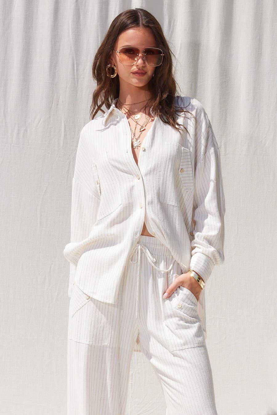 Stripe Linen Shirt Top