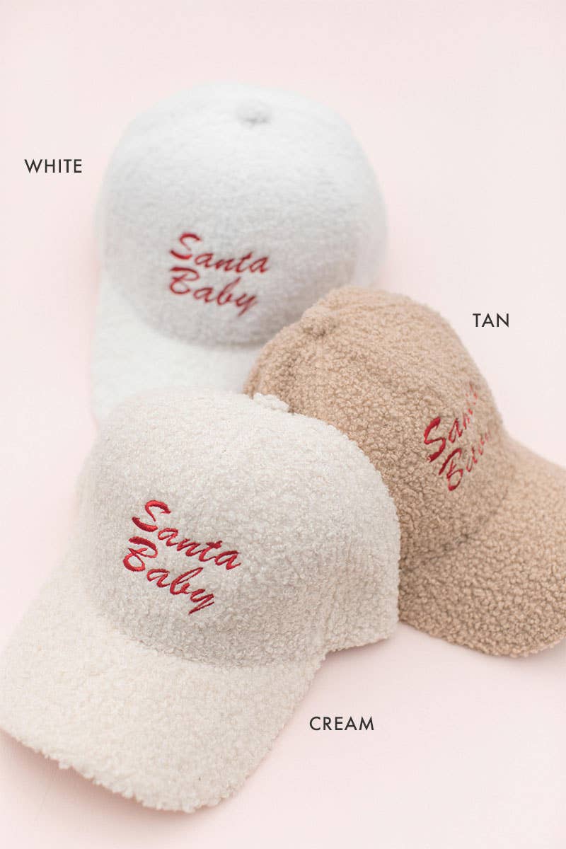 Holiday Santa Baby Boucle Embroidery Hat Cap