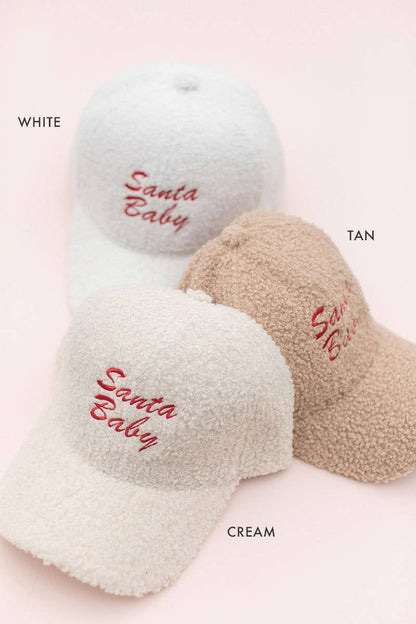 Holiday Santa Baby Boucle Embroidery Hat Cap