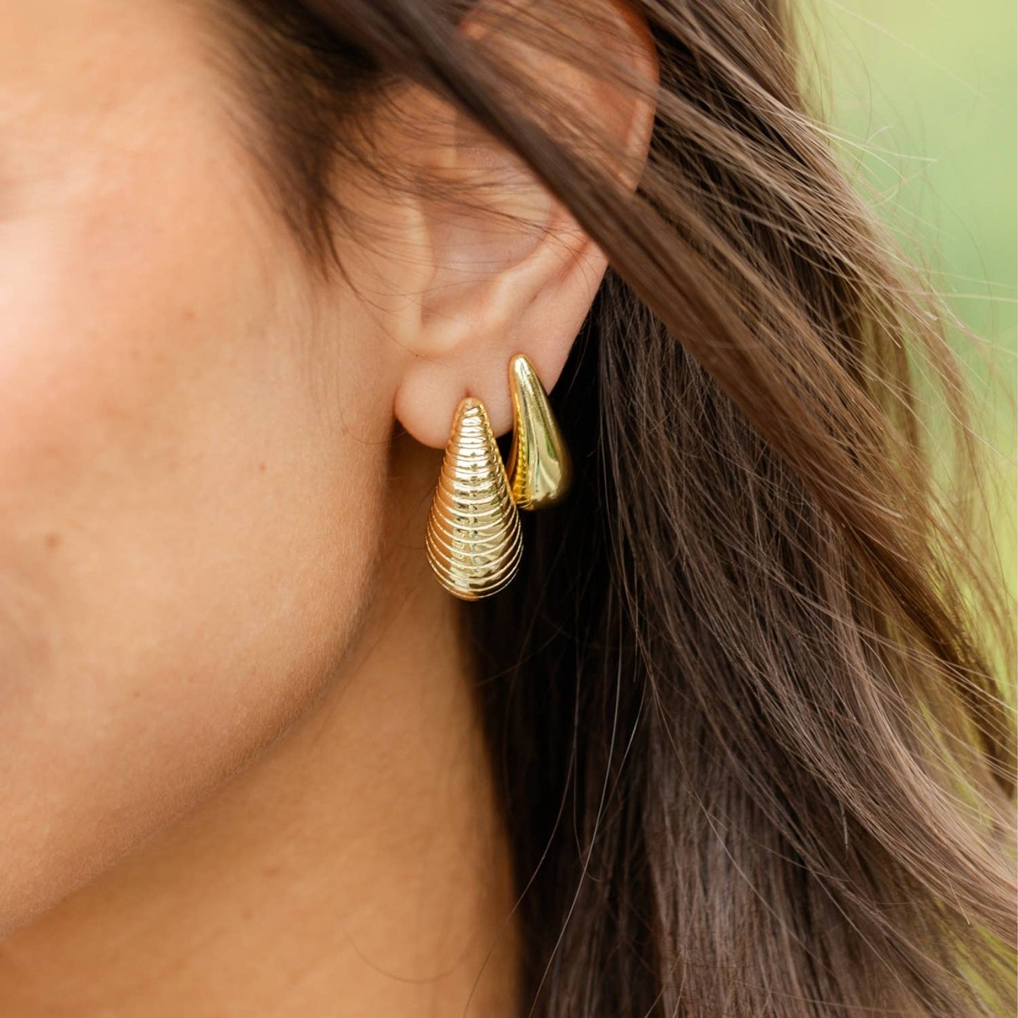 Narrow Teardrop Stud Earrings