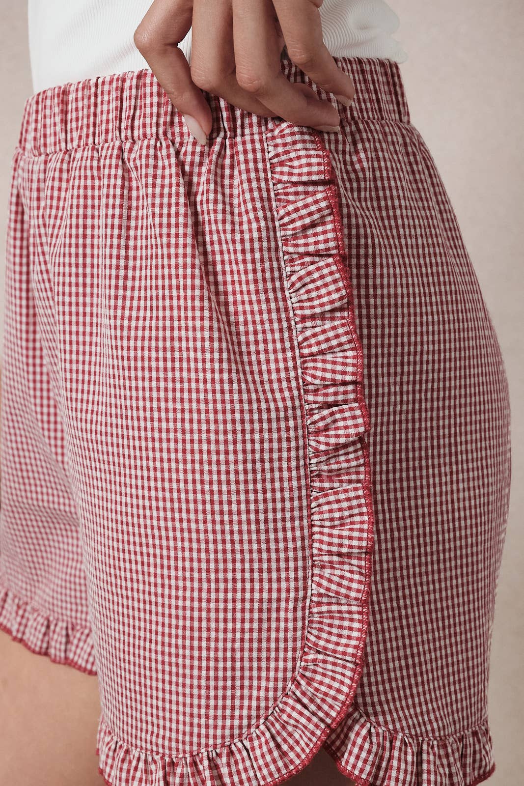 Ruffle Gingham Dolphin Shorts