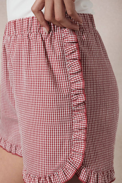 Ruffle Gingham Dolphin Shorts