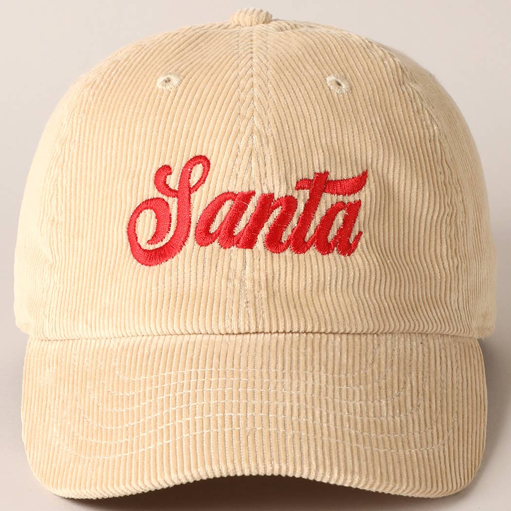 Santa Embroidery Corduroy Baseball Cap