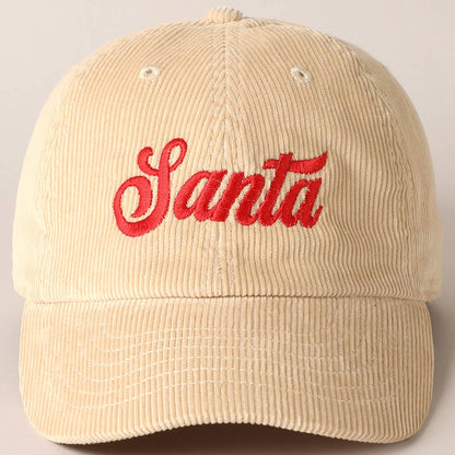 Santa Embroidery Corduroy Baseball Cap
