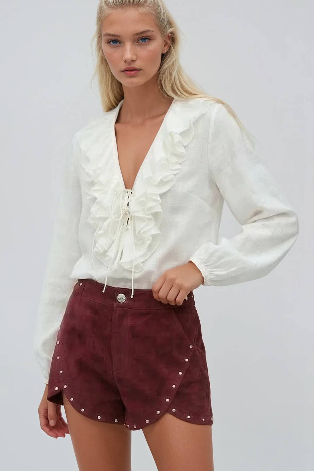 Studded Faux Suede Shorts