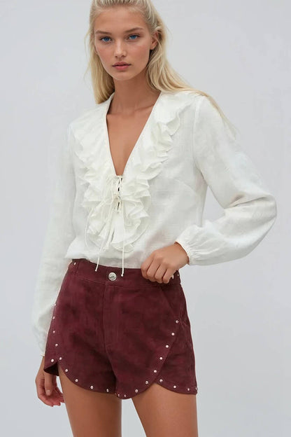 Studded Faux Suede Shorts