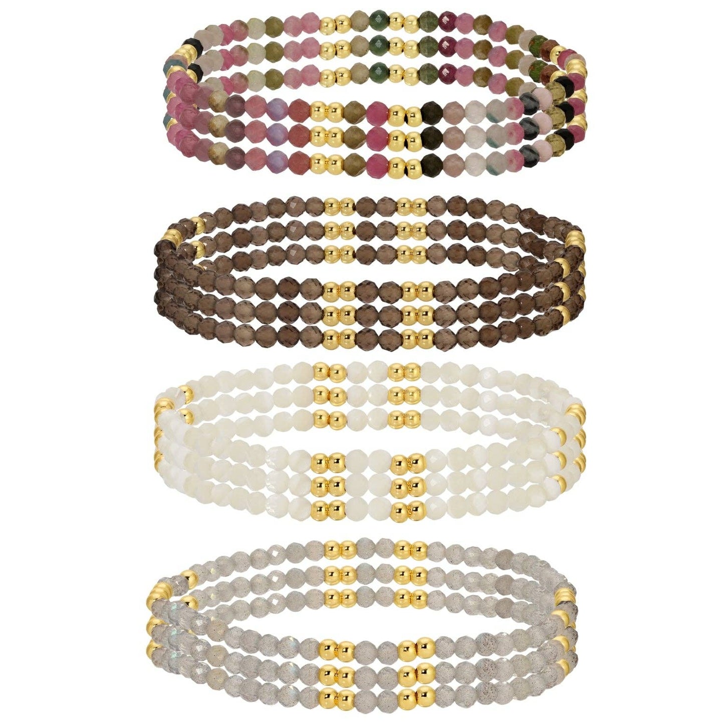 Assorted Stone Or Shell Stretch Bracelets With Beads