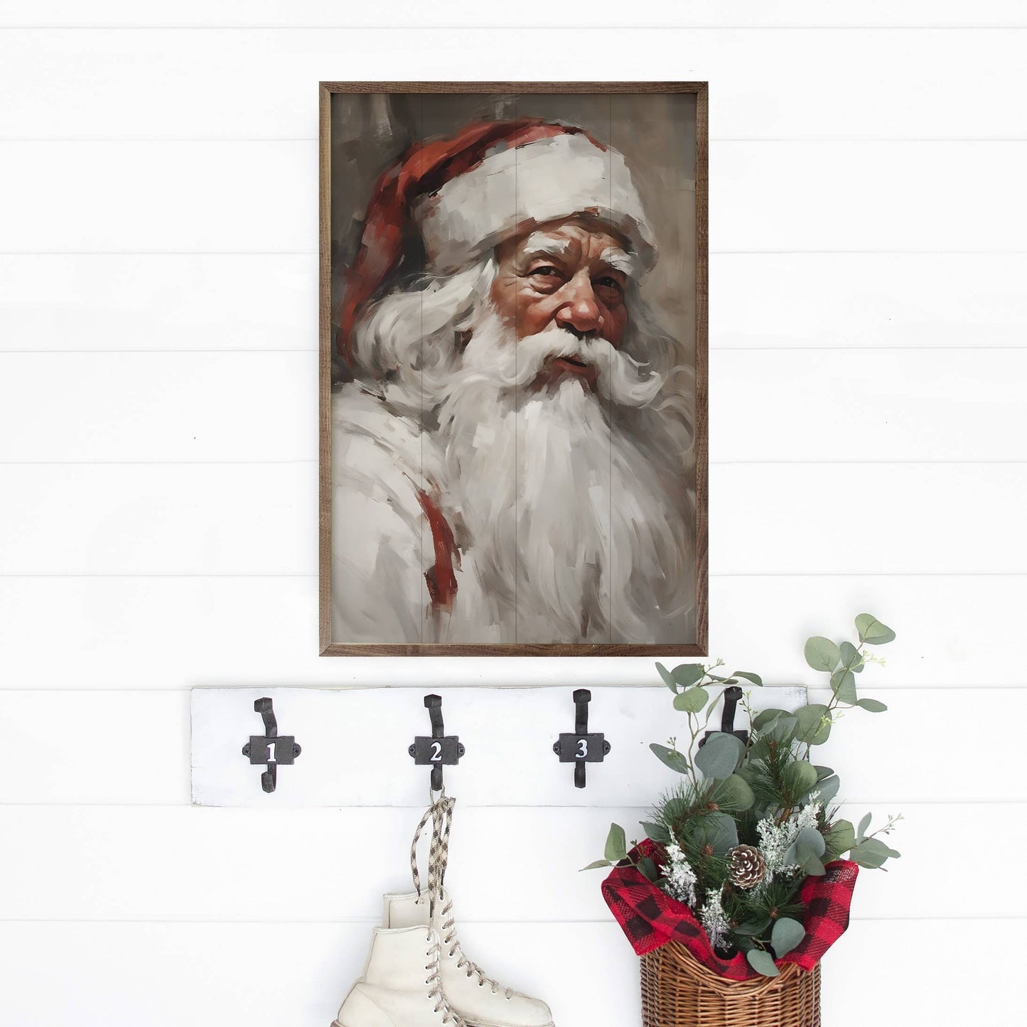 Santa Portrait In White Art Print