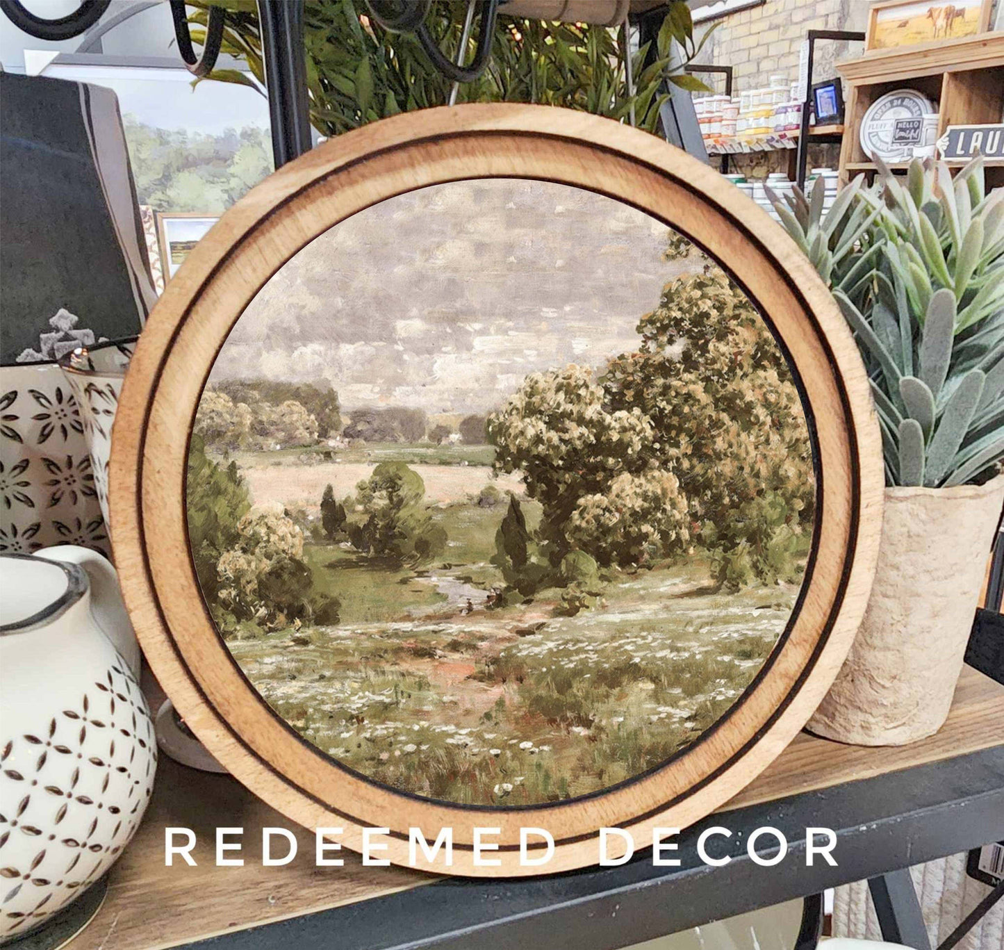 8" Round Spring Landscape Art