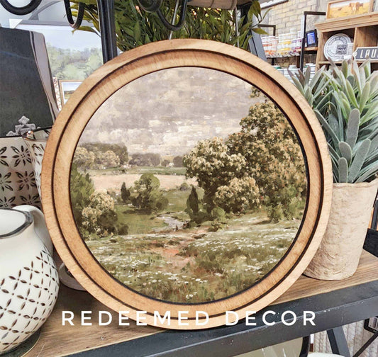 8" Round Spring Landscape Art