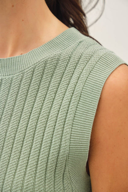 Textured Ribbed Classic Cut Sweater Tank