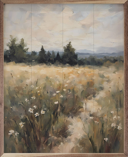 Dirt Road In A Field Wooden Art Print