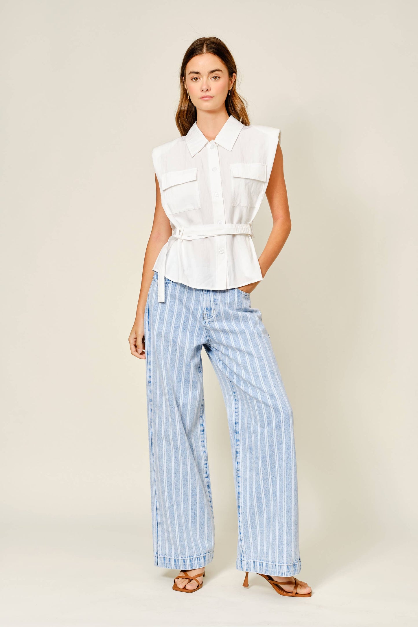 AJP5866 STRIPED DENIM STRAIGHT PANTS