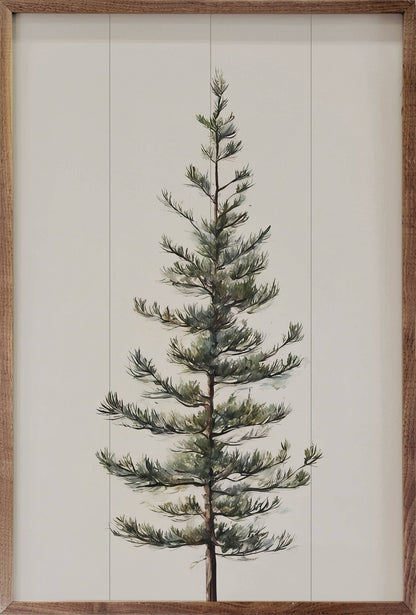 Single Pine Tree White Art Print