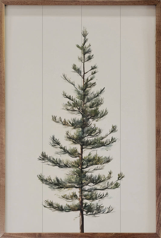 Single Pine Tree White Art Print