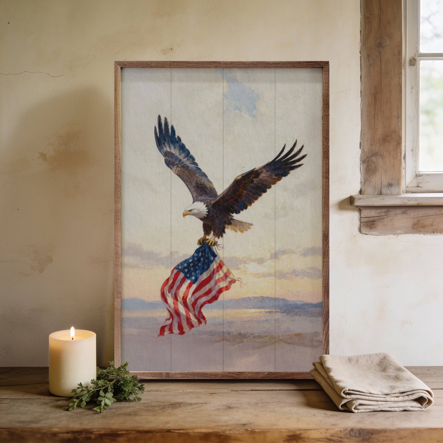 Patriotic Eagle Landscape Art Print