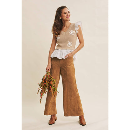 Buttery Suede Stretchy Wide-Leg Pants