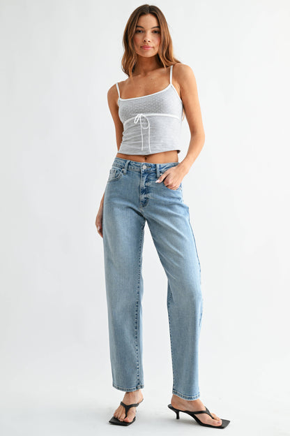 Bowed Straight Leg Jeans