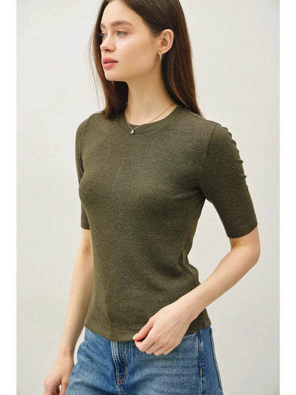 Short Sleeve Ultra Soft Ribbed Crewneck