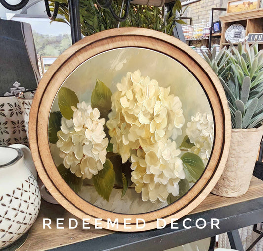 8" Round Hydrangea Painting Art