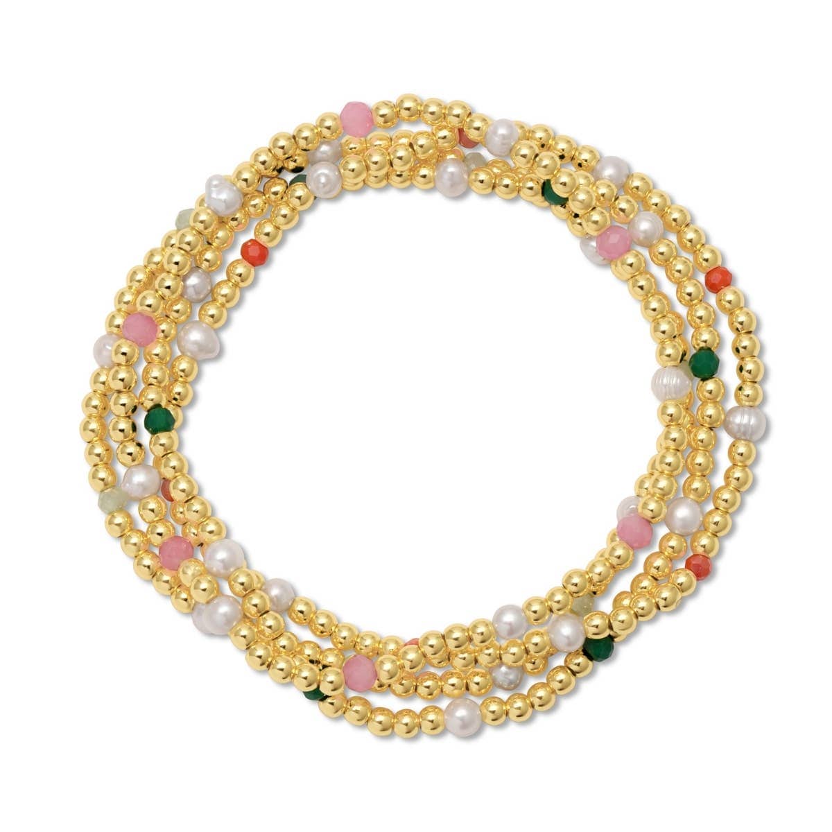 3mm Beaded Stretch Bracelet with Pearls and Crystals