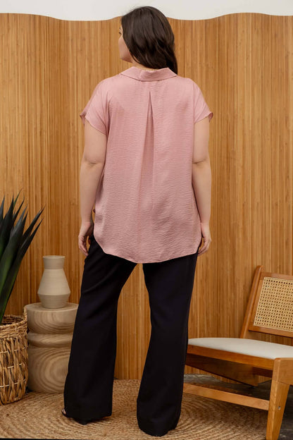 PLUS TEXTURED DROP SHOULDER COLLARED BUTTON DOWN SHIRT