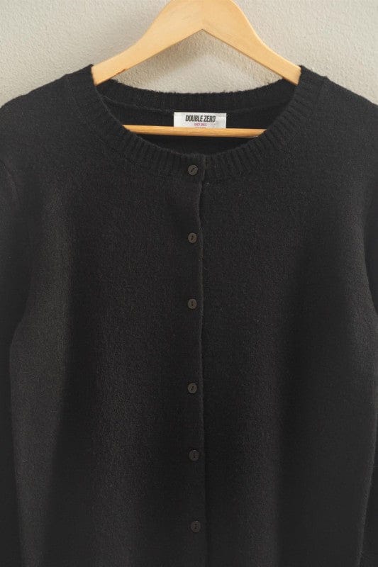 Crew Neck Long Sleeve Buttoned Cardigan