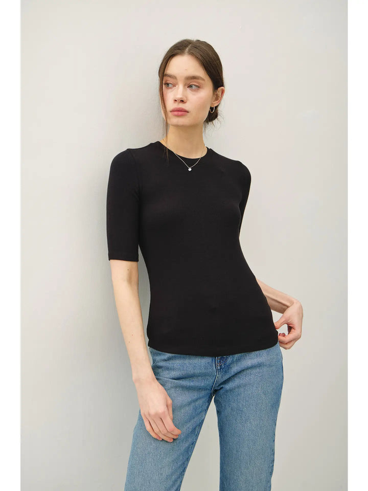 Short Sleeve Ultra Soft Ribbed Crewneck