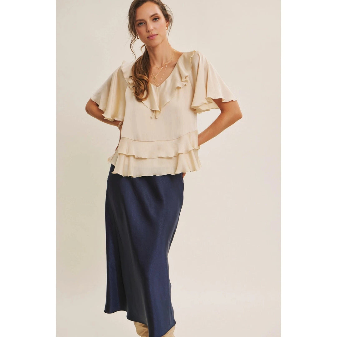 Crinkled Ruffle Blouse