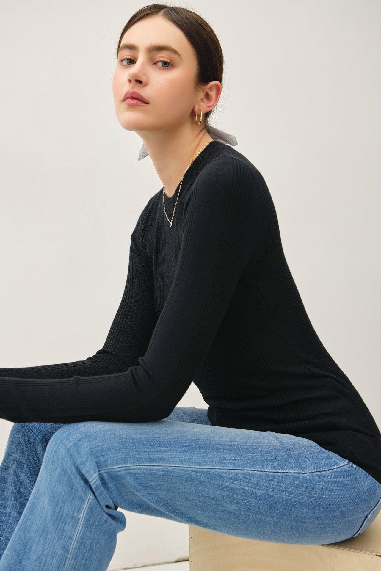 Basic Patterned Knit Sweater