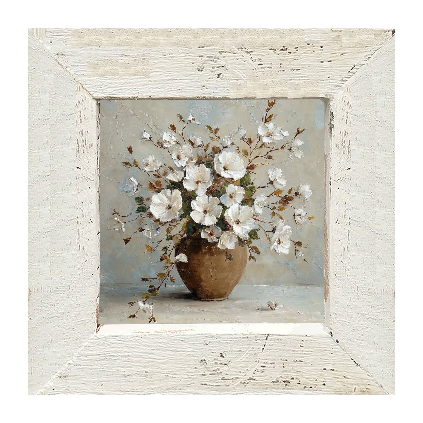 Copper Vase with White Floral Bouquet