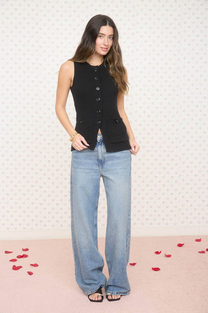 Sleeveless Button Down Vest