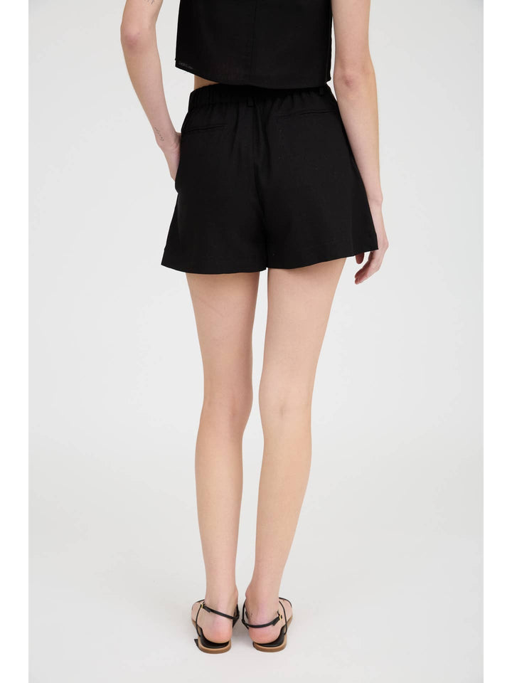 High waist front pleat shorts