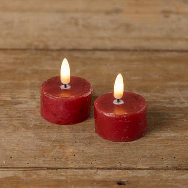 SET/ 2 - 3D FLAME RED TEALIGHT CANDLES