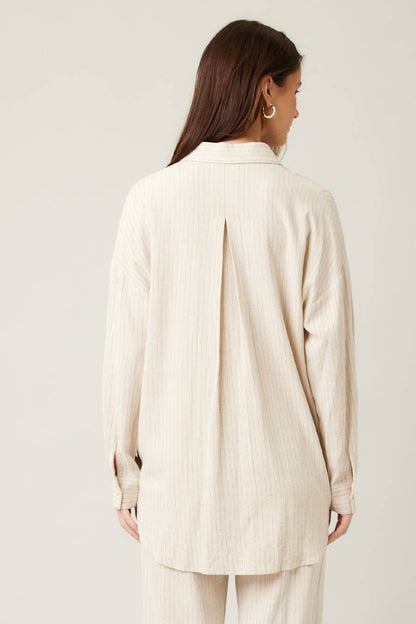 Stripe Linen Shirt Top