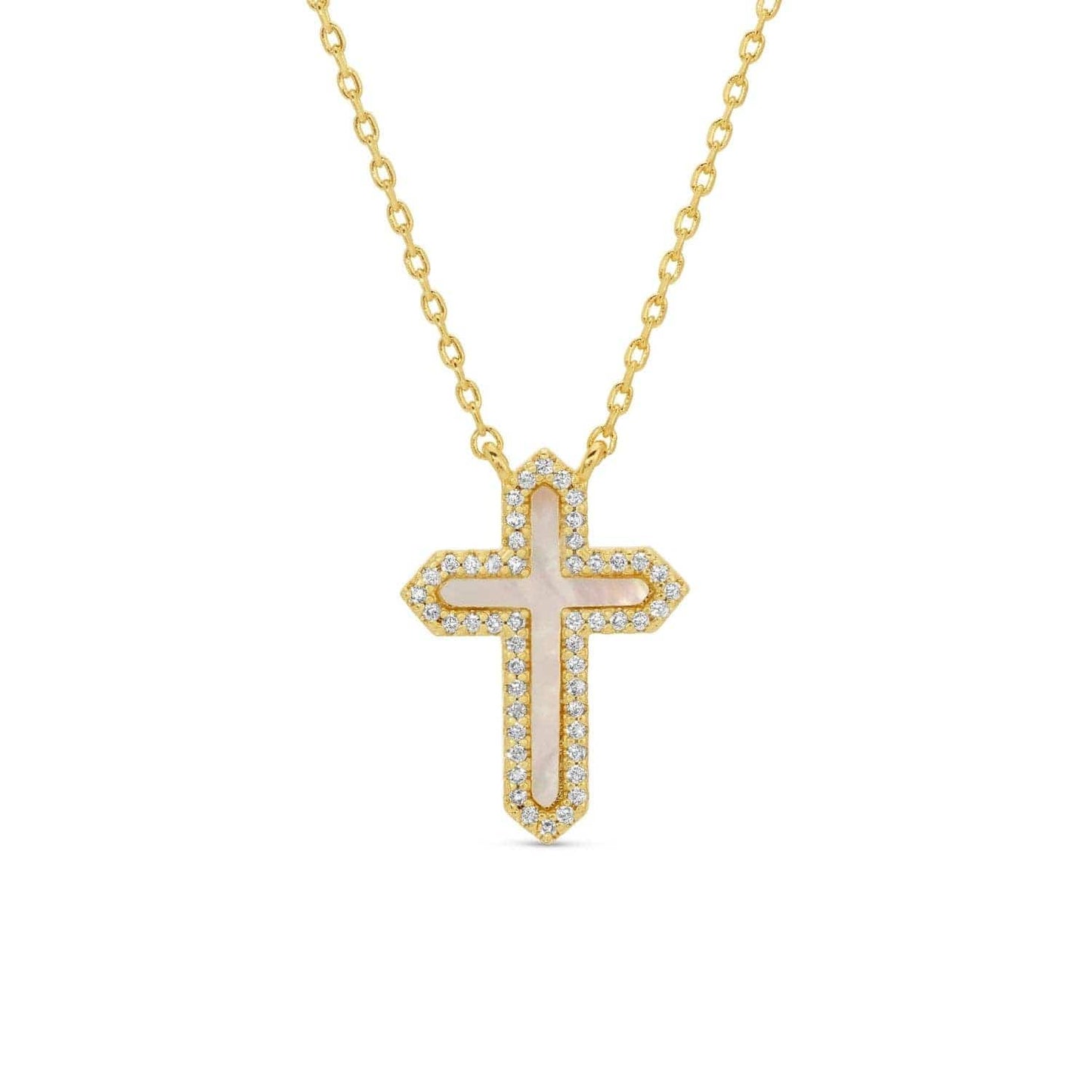 Feel The Faith, Shell Pave Cross Necklace