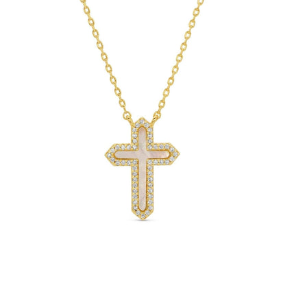 Feel The Faith, Shell Pave Cross Necklace